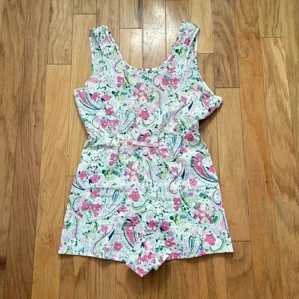 Crown & Ivy Kids Pink Paisley Romper/Swim Cover-up size XL